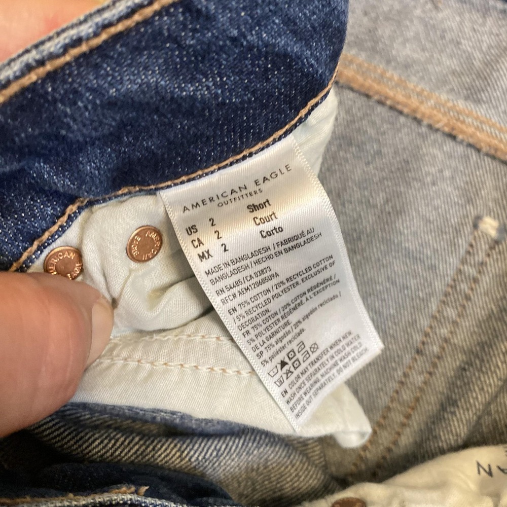 American Eagle Super High-Rise Baggy Wide Leg Jeans Womens 2 Short Blue Denim - Picture 4 of 14